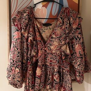 House of Harlow 1960 Paisley Ruffle Blouse